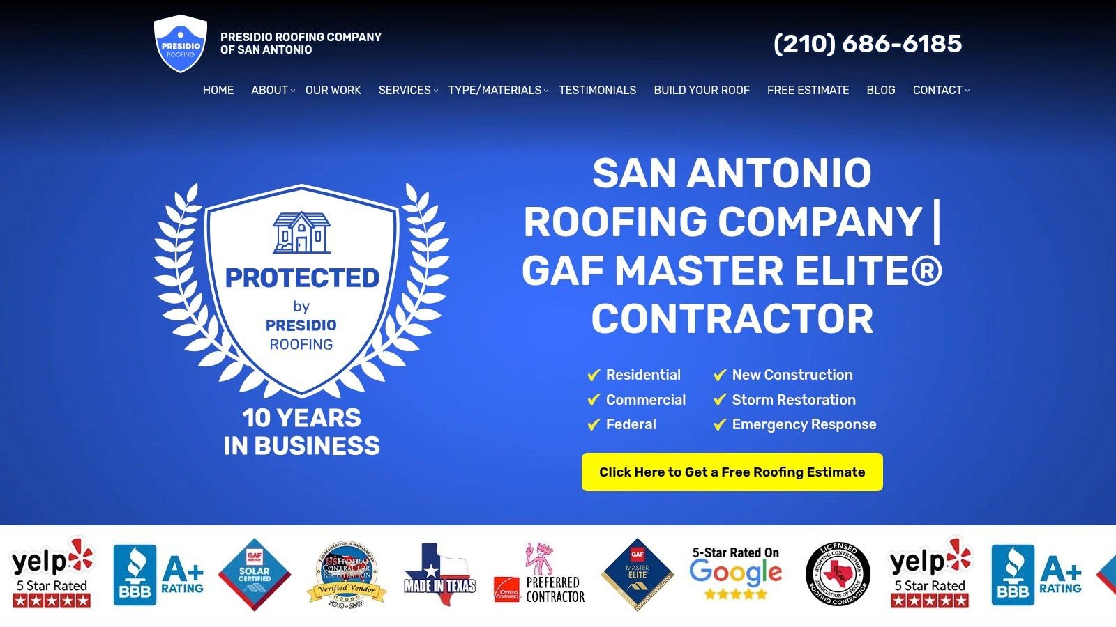 Presidio Roofing Company of San Antonio